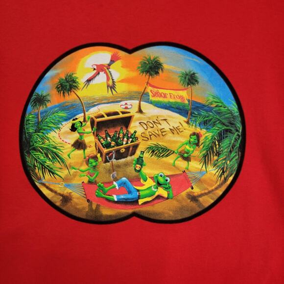 Senor Frogs Nassau Bahamas T-shirt Mens Large Red Graphic 100% Cotton Crew Neck - Picture 2 of 10